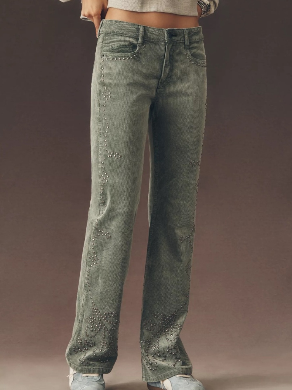Anthropologie Pilcro Essential Flare Mid-Rise Corduroy Jeans Green nwt size 29 - Picture 3 of 5
